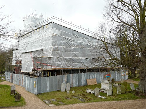 Roofs being retiled